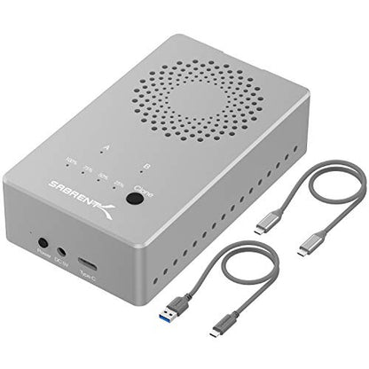SABRENT Dual-Bay USB-C 10Gbps M.2 NVMe SSD Cloner Dock (EC-SSD2) - color: SILVER