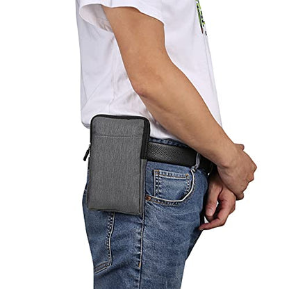 QBYVQQN Cell Phone Waist Belt Holster Mens, Waterproof Zipper Crossbody Smartphone Shoulder Messenger Bag Wallet Sling Bag - color: Grey, size: 6.9 INCH