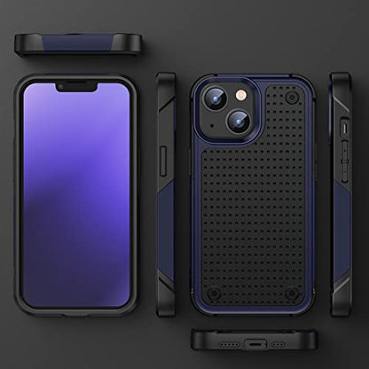 Designed for iPhone 14 Case iPhone 13 Case 2 in 1 Gift Militay Grade Drop Protective Rugged Heavy Duty Cover Shockproof Case for iPhone 14 Phone Case for Women Men boy Girl (Blue+Black) - color: Blue+Black