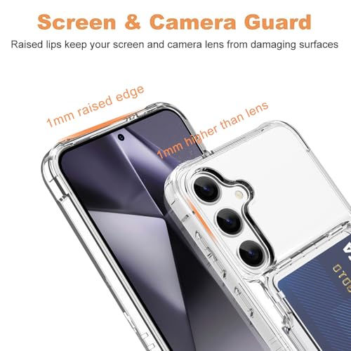 Wallet Case for Samsung Galaxy S24 with 3 Credit Card Holder Slot | Shockproof Hybrid Heavy Duty Protection Clear Phone Cover Compatible with Galaxy S24 (Clear) - color: Clear, size: Samsung Galaxy S24