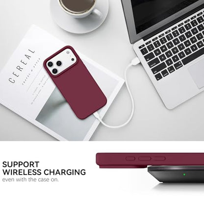 GUAGUA Compatible with iPhone 17 Pro Max Case 6.9 Inch Liquid Silicone Soft Gel Rubber Slim Thin Microfiber Lining Cushion Texture Cover Shockproof Protective Phone Case for iPhone 17 Pro Max,Wine Red - color: Wine Red, size: iPhone 17 Pro Max