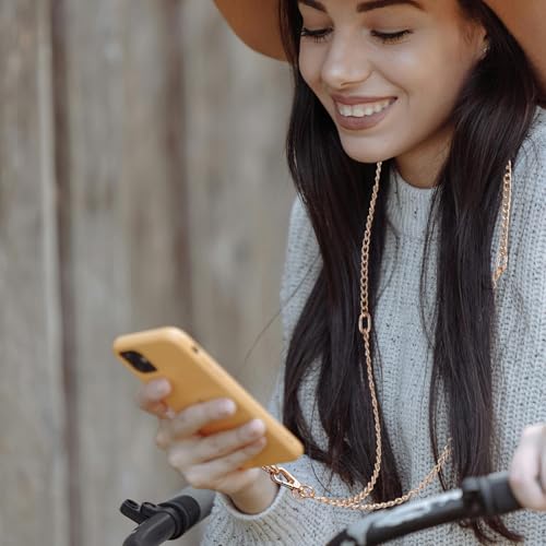 Diaclara Clip and Go Chain Phone Strap with Zipper Pouch- Stylish Crossbody Adjustable Chain Lanyard with Leather Wallet for All Phones, Black - color: Chain Black