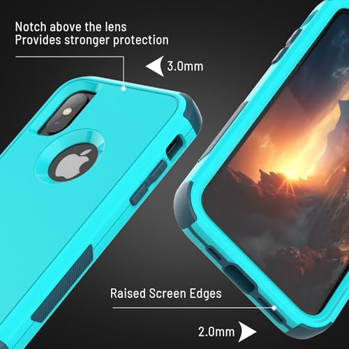 X-belmox for iPhone XR Phone Case [Dropproof] [Shockproof] Turquoise Green | 3-Layers Heavy Duty Drop Protection Case Cover for iPhone XR with Screen Protector, Rugged Protective XR Phone Case 6.1 Inch - color: Turquoise