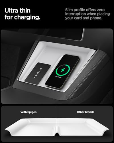 Spigen Wireless Charging Pad Cover for Tesla Model Y Juniper/YL - White - color: White