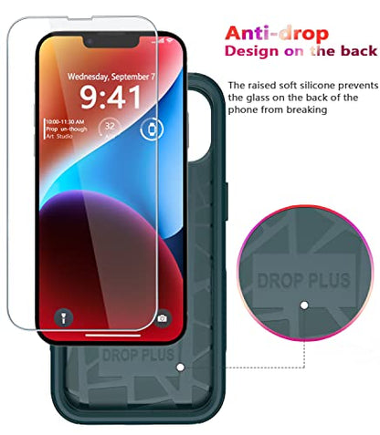 Diverbox for iPhone 14 Case [Shockproof] [Dropproof] [Tempered Glass Screen + Camera Lens Protector],Heavy Duty Protection Phone Case Cover for Apple iPhone 14 (Dark Green) - color: Dark Green-3in1
