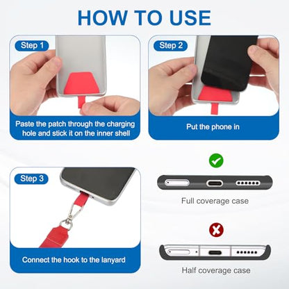 PATIKIL Smart Phone Lanyard with Wrist Strap and Patches for Most Smartphones ID Badges Keychain - color: Light Red