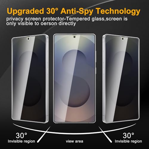 3 Pack Privacy Screen Protector for Samsung Galaxy S25 Ultra, Anti Spy Tempered Glass 9H Hardness, Black Protector Anti Spy, Bubble Free, Anti-Scratch - size: Galaxy S25 Ultra FK3