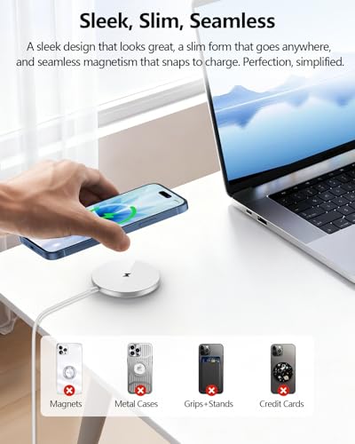 NANAMI Magnetic Wireless Charger Pad with 20W PD Adapter for iPhone - color: White