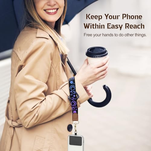 TiMOVO Phone Lanyard Crossbody Wrist Strap, Adjustable Anti-Theft Phone Strap for All Phone Case, lanyard for Women and Men - color: Dog Footprints