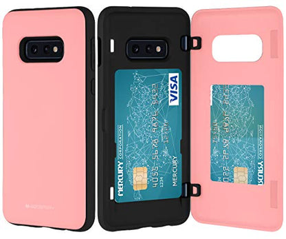 GOOSPERY Magnetic Door Bumper Compatible with Galaxy S10e, Card Holder Wallet Case Easy Magnet Auto Closing Protective Dual Layer Sturdy Phone Back Cover - Pink - color: Pink, size: Galaxy S10E