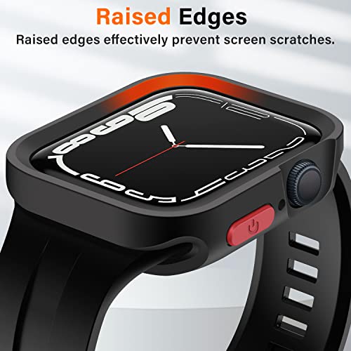 Amizee Rugged Case Compatible with Apple Watch Case Series 9/8/7 41mm SE 3/2/1 Series 6/5/4 40mm, Soft TPU Shockproof Bumper Drop Proof Protective Cover Compatible with iWatch - Black - color: Black, size: 40mm/41mm