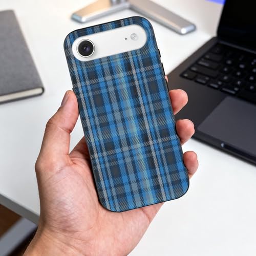 Blue Grey Mint Green TartanAnti-Yellowing Soft TPU Phone Case for iPhone 17, Shockproof and Scratch-Resistant Case - color: black-style-117