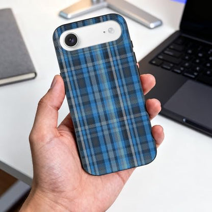Blue Grey Mint Green TartanAnti-Yellowing Soft TPU Phone Case for iPhone 17, Shockproof and Scratch-Resistant Case - color: black-style-117
