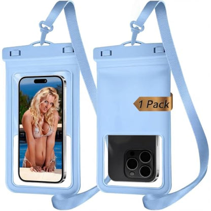 MOLOPPO Waterproof Phone Pouch, Large, Blue, for iPhone 15 16 17 Pro Max | Card Slot Inside, Beach Essentials, Waterproof - color: A5-Blue with Card Holder-1 Pack