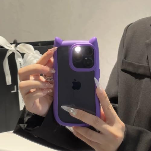 Compatible with 17 Case Cute Kawaii 3D Cat Ears Clear Flexible Soft TPU Transparent Shockproof Protective Phone Case Cover for Girls Women-Blue2 - color: Blue2, size: 1 Count (Pack of 1)