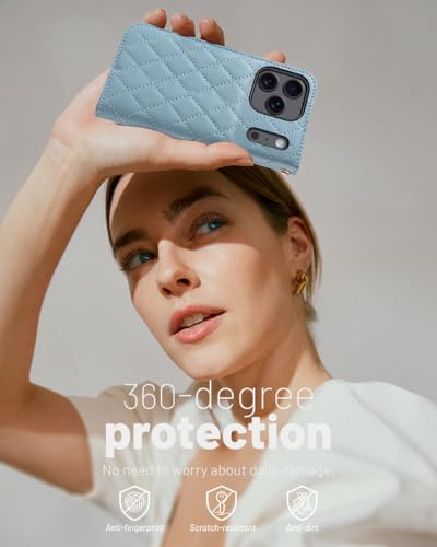 OCASE Compatible with iPhone 17 Pro Wallet Case, PU Leather Flip Folio Case with Card Holders RFID Blocking Kickstand [Shockproof TPU Inner Shell] Phone Cover 6.3 Inch 2025, Diamond Check Blue - color: Diamond Check Blue