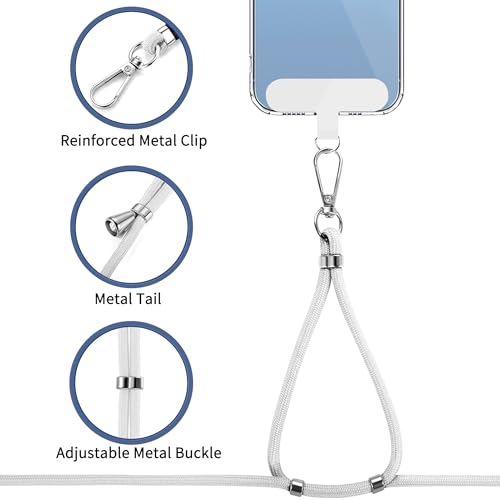 CACOE Phone Lanyard, White, 2 Pcs - color: White, size: 30"（Neck Strap×1）+8"（Wrist Strap×1）