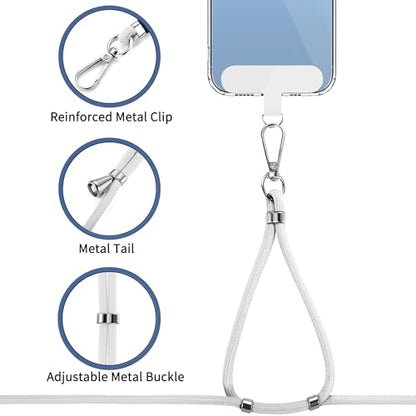 CACOE Phone Lanyard, White, 2 Pcs - color: White, size: 30"（Neck Strap×1）+8"（Wrist Strap×1）