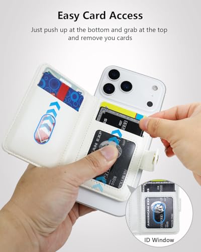 ONETOP for MagSafe Wallet,Magnetic Phone Wallet with 5 Card Slots,White | 1-12 Cards/Cash Holder for iPhone 17/16/15/14/13/12 Series,Detachable Wallet Stick-On Back,PU Leather RFID Blocking Kickstand - color: White