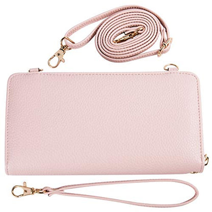 K . A Womens Wristlet Wallet Crossbody Bag Cellphone Purse Handbag RFID Card Slots 2 Strap Wrist - color: Pink