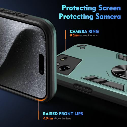 Compatible for Tecno Pova 5 Case,Built-in Stand Shockproof and Drop-Proof Compatible with Tecno Pova 5 LH7n Phone Case Cover Green - color: HY-GZS-green, size: Tecno Pova 5
