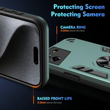 Compatible for Tecno Pova 5 Case,Built-in Stand Shockproof and Drop-Proof Compatible with Tecno Pova 5 LH7n Phone Case Cover Green - color: HY-GZS-green, size: Tecno Pova 5
