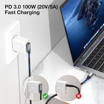 USB C Cable 90 Degree, 20Gbps Down Angle USB C 3.2 Gen2x2 Data Transfer Cable 100W Fast Charging 4K@144Hz/60Hz 8K@30Hz Video Cable Compatible with iPhone 17/16,Thunderbolt 4 MacBook,iPad,SSD (3.3FT) - size: 3.3 FT / 1 m Silicon, style: USB 20Gbps