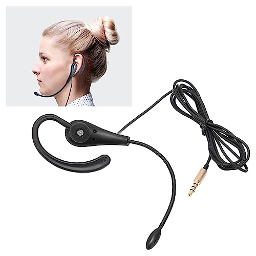 Call Center Headset, Ear Hook Single Sided 3.5mm Customer Service Headphone with Microphone Call Center Wired Headset for Mobile Phones