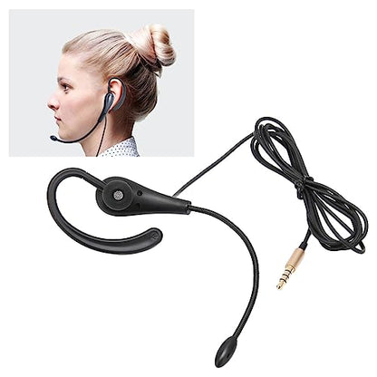 Call Center Headset, Ear Hook Single Sided 3.5mm Customer Service Headphone with Microphone Call Center Wired Headset for Mobile Phones
