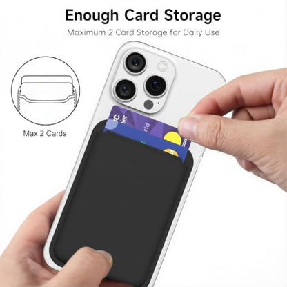 oakxco Magnetic Phone Wallet Stick On, Secure Phone Card Holder Silicone Compatible with Magsafe, Adhesive Pocket Sleeve ID Credit Card, Slim Thin Card Case, Compatible with iPhone Samsung, Black - color: Black