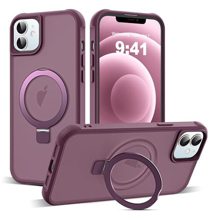 SKYLMW Compatible with iPhone 12/12 Pro Case with Stand,Wine Red | iPhone 12 Case iPhone 12 Pro Case 6.1",Magnetic Ring Stand,Compatible with MagSafe,Military Protection,Great Grip Feeling - color: Wine Red, size: Iphone 12 & Iphone 12 Pro