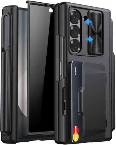 for Samsung Galaxy Z Fold 6 Wallet Case with Card Holder, Black - color: Black-Y