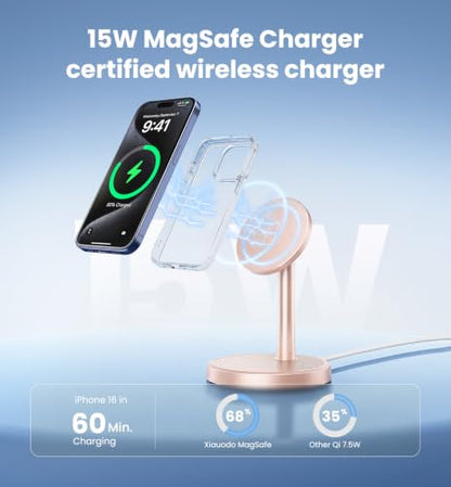 Magnetic Wireless Charger, 2-Pack 25W Fast Mag-Safe Stand for iPhone 17-12 - color: Pink