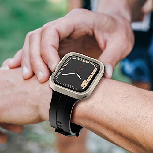 Amizee Rugged Case Compatible with Apple Watch Case Series 9/8/7 41mm SE 3/2/1 Series 6/5/4 40mm, Soft TPU Shockproof Bumper Drop Proof Protective Cover Compatible with iWatch - Starlight - color: Starlight, size: 40mm/41mm
