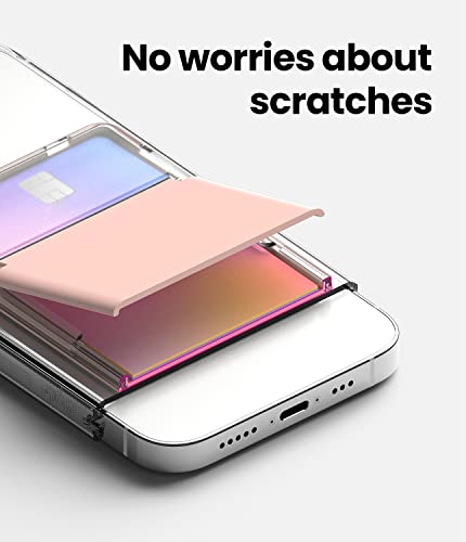 Ringke Stand Slot Card Holder [Phone Wallet Stick on + Stand] ID & Credit Card Holder for Phone Case, Solid Card Wallet with Phone Kickstand Compatible with iPhone Galaxy Android - Clear & Peach Pink - color: Clear & Peach Pink