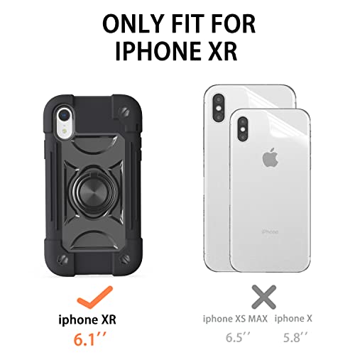 MARKILL Compatible with iPhone XR Case 6.1 Inch with Ring Stand, Heavy-Duty Military Grade Shockproof Phone Cover for iPhone XR 6.1. Black - color: Black, size: iPhone XR 6.1"