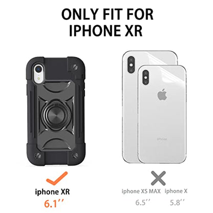 MARKILL Compatible with iPhone XR Case 6.1 Inch with Ring Stand, Heavy-Duty Military Grade Shockproof Phone Cover for iPhone XR 6.1. Black - color: Black, size: iPhone XR 6.1"