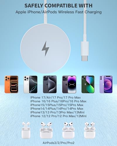 Wireless Magnetic Charger,2Pack Fast Apple Mag-Safe Charger iPhone Magnetic - size: 3FT