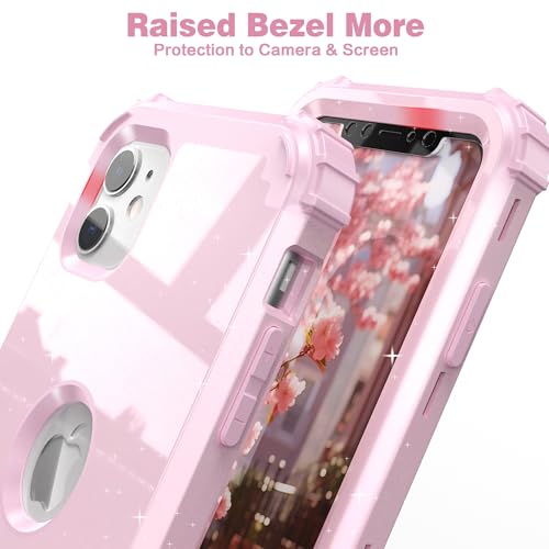 IDweel for iPhone 11 Case with Screen Protector(Tempered Glass), Hybrid 3 in 1 Shockproof Slim Fit Heavy Duty Protection Hard PC Cover Soft Silicone Bumper Full Body Case,Glitter Pink - color: Glitter Pink