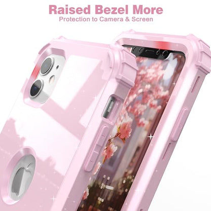 IDweel for iPhone 11 Case with Screen Protector(Tempered Glass), Hybrid 3 in 1 Shockproof Slim Fit Heavy Duty Protection Hard PC Cover Soft Silicone Bumper Full Body Case,Glitter Pink - color: Glitter Pink