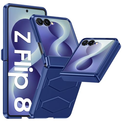 Vizvera for Samsung Galaxy Z Flip 8 Case with Hinge Protection, Built-in Screen Protector Shockproof All-Inclusive Phone Cover for Z Flip 8-Blue - color: Blue, size: Z Flip 8