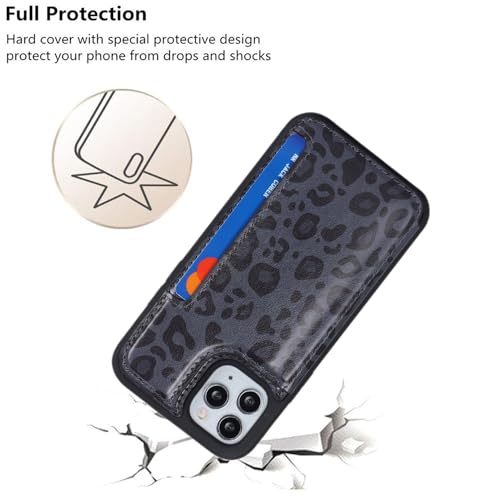 iCoverCase Compatible with iPhone 11 Pro Phone Case with Card Holder, Wallet Case for Women Men RFID Blocking PU Leather Protective Case 5.8 Inch (Black Leopard) - color: Black Leopard