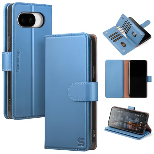 Shieldtop Compatible with Google Pixel 10a Wallet Case with Card Holder,Women Men RFID Blocking PU Leather Phone Case Flip Shockproof TPU Protective Cover Kickstand Credit Card Slots,Light Blue - color: Light Blue, size: Pixel 10a - 6.3"