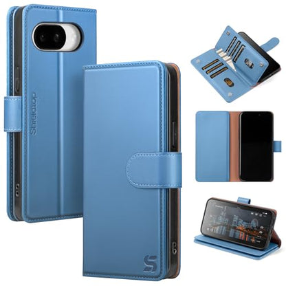 Shieldtop Compatible with Google Pixel 10a Wallet Case with Card Holder,Women Men RFID Blocking PU Leather Phone Case Flip Shockproof TPU Protective Cover Kickstand Credit Card Slots,Light Blue - color: Light Blue, size: Pixel 10a - 6.3"