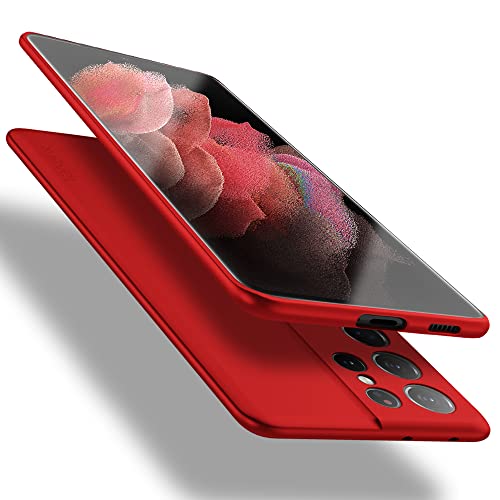 X-level for Samsung Galaxy S21 Ultra Case Slim Fit Soft TPU Super Ultra-Thin [Guardian Series] S21 Ultra Phone Back Cover Light Protective Matte Finish Coating Cases Compatible Galaxy S21 Ultra - color: Red(Camera Updated)