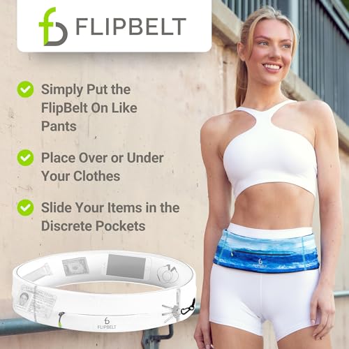 FlipBelt Zipper Running Belt, Waist Pack for Fitness and Running, US Company - color: White, size: X-Small