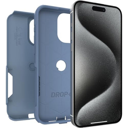 OtterBox iPhone 15 Pro MAX (Only) Commuter Series Case - Crisp Denim (Blue), Slim & Tough, Pocket-Friendly, with Port Protection - color: Blue