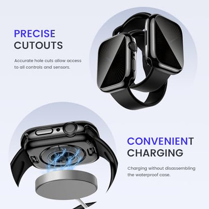 Goton Privacy Waterproof Case for Apple Watch Series 11/10 42mm - color: Glossy Black, size: 42 mm