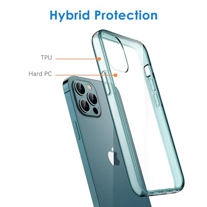 JETech Case for iPhone 12/12 Pro 6.1-Inch, Non-Yellowing Shockproof Phone Bumper Cover, Anti-Scratch Clear Back (Pacific Blue) - color: Pacific Blue