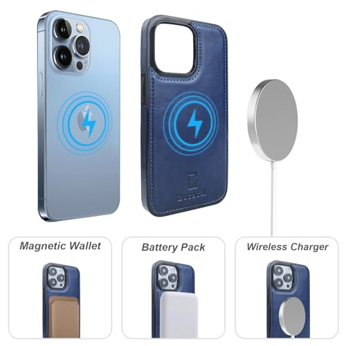Bocasal for MagSafe Wallet Case Card Holder for iPhone 13 Pro, Blue - color: Blue for MagSafe